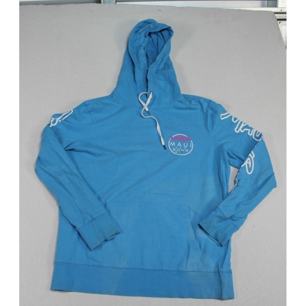 American Eagle Maui & Sons Hoodie Men M Blue Excellent Graphic Pullover Sweater